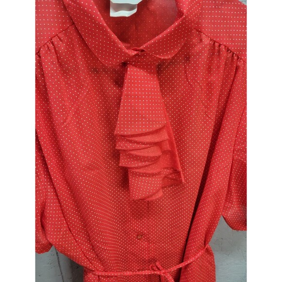 Vintage Jasara Size 22W RED‎ Poke A Dot Short Sleeve Blouse Button - Picture 6 of 6